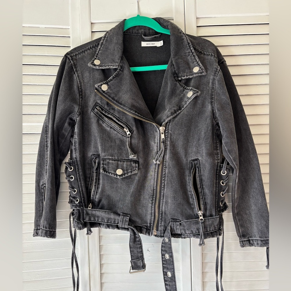Mod Ref Co. Black Washed Denim Moto Jacket